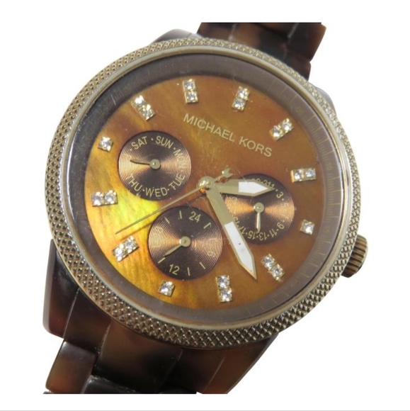 Nwt Michael KorsBrown Mk 5038 Tortoise Ladies Dress Watch5.75"L - Picture 5 of 5